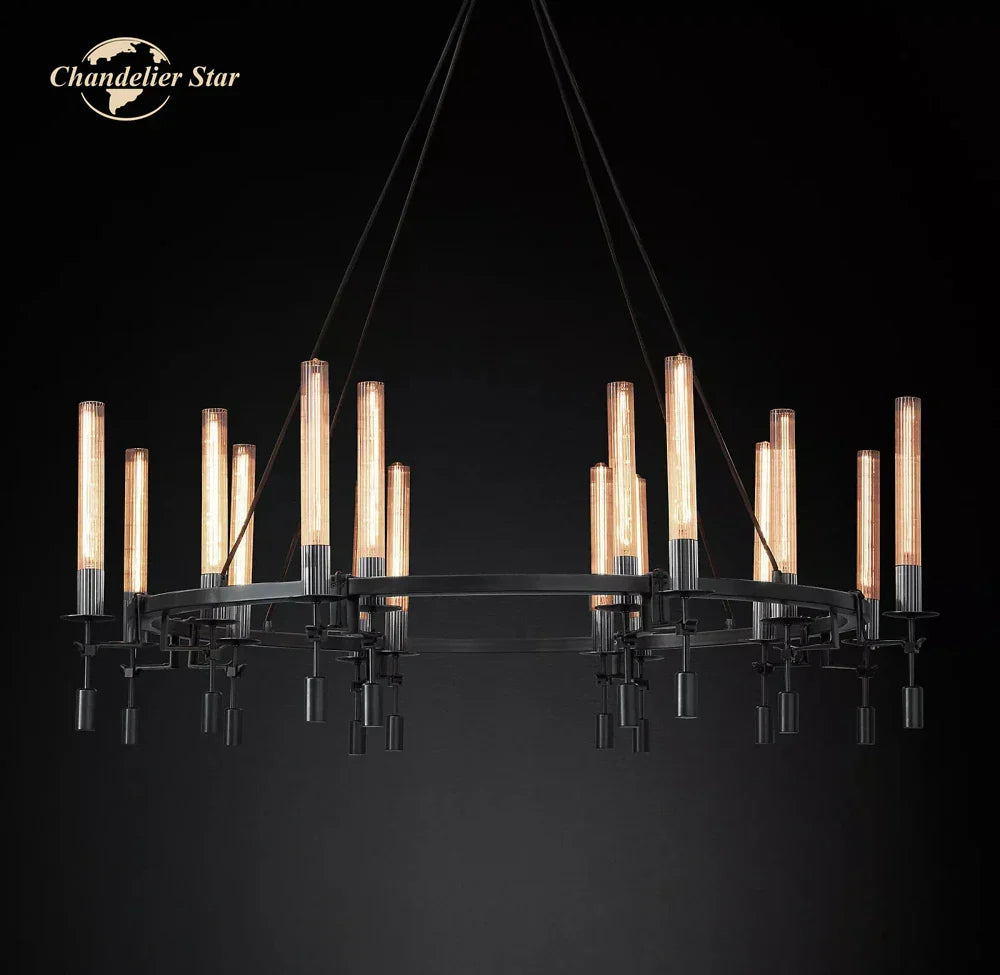 DecorBites™ LED Round Glass Chandelier for Living Dining Room Lighting