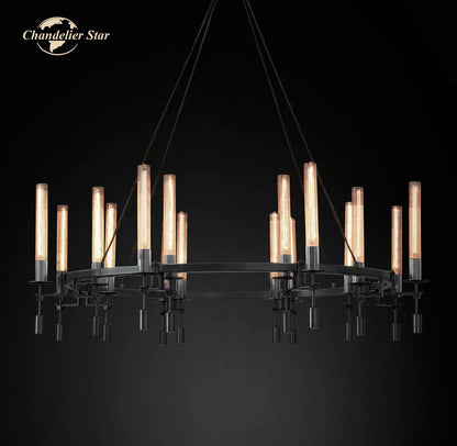 DecorBites™ LED Round Glass Chandelier for Living Dining Room Lighting