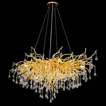 DecorBites™ Golden Branch Crystal Chandelier – Luxe Living Room & Hotel Lobby Decor