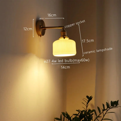 DecorBites™ Ceramic LED Wall Sconce Pull Chain Switch for Dining Bedroom Bathroom Mirror