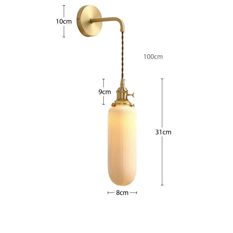 DecorBites™ Ceramic Wall Lamp Pull Chain LED Modern Nordic Copper Socket Mirror Light