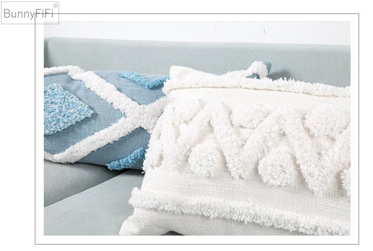 غطاء وسادة هندسي مزدوج أزرق من DecorBites™ للديكور المنزلي والسيارة