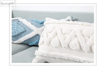 غطاء وسادة هندسي مزدوج أزرق من DecorBites™ للديكور المنزلي والسيارة