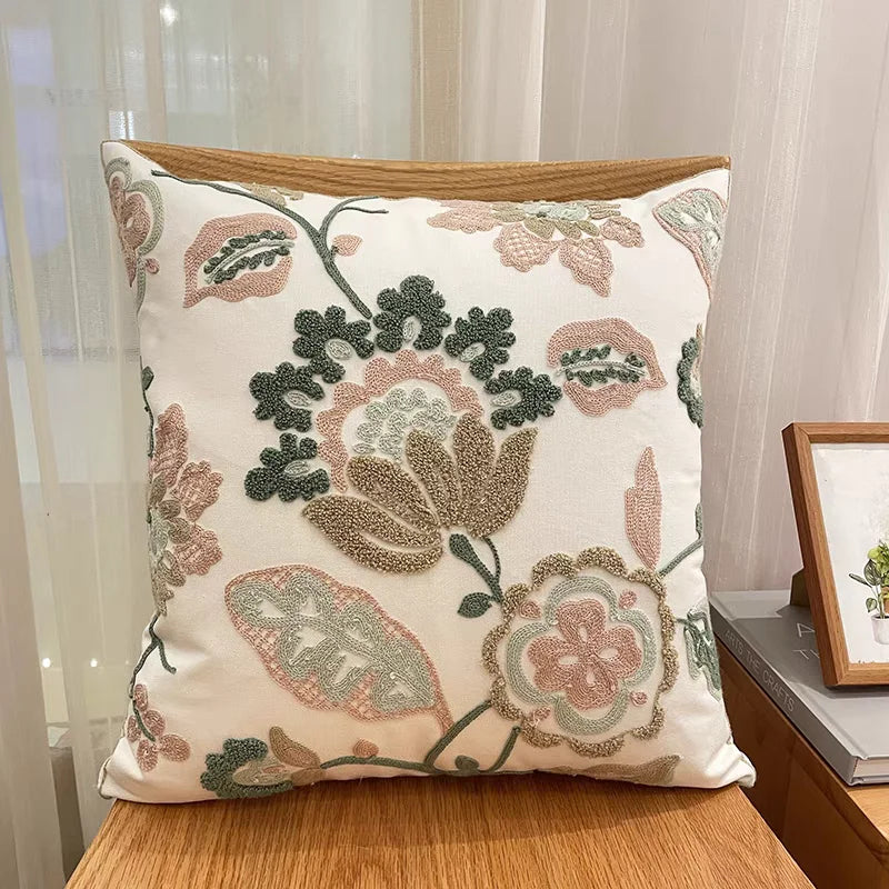 Embroidered Geometric Cushion Cover
