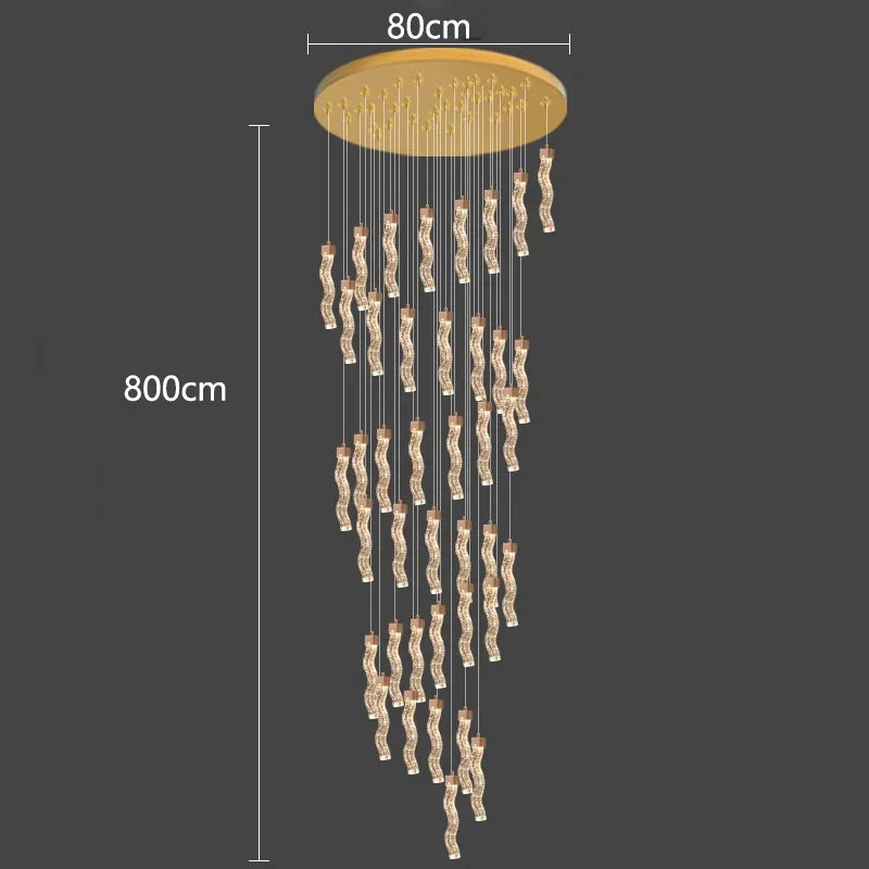 DecorBites™ Crystal Chandelier Stair Pendant Lamp Living Room Pendant Lights Interior Lighting