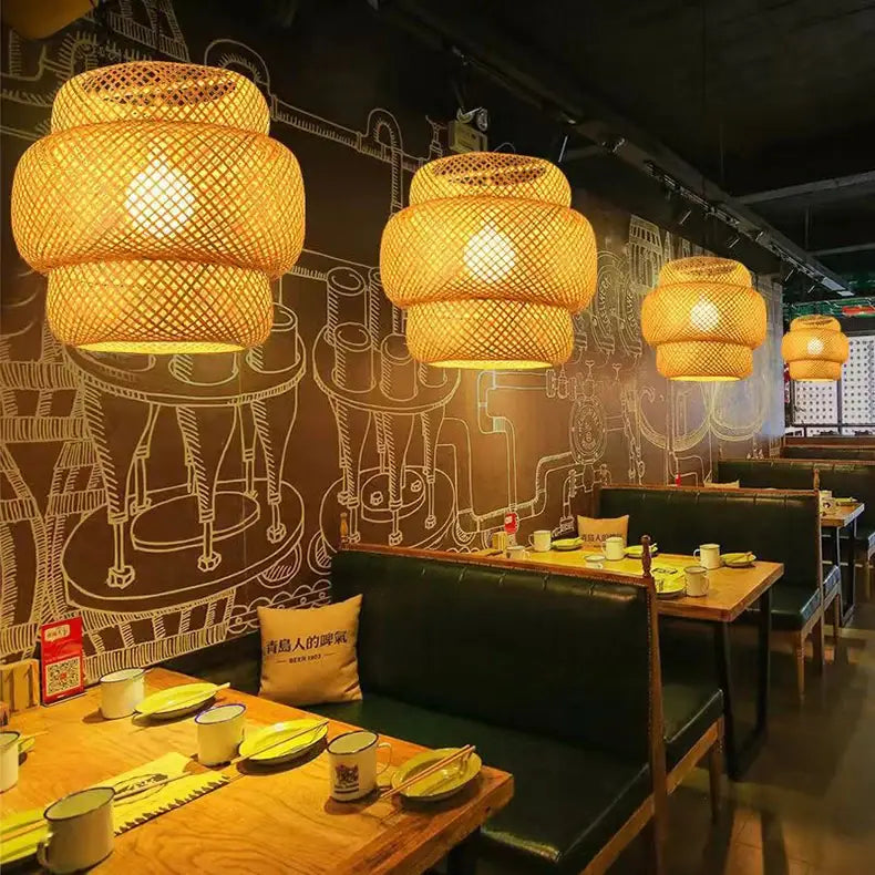 DecorBites™ Handcrafted Chinese Bamboo Pendant Lamp