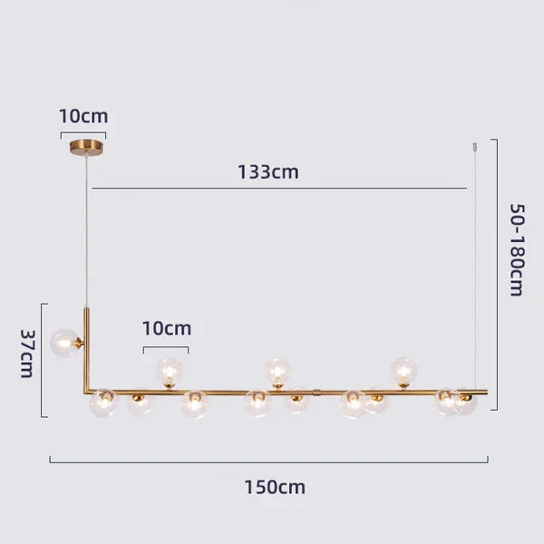 DecorBites™ Glass Black Chandelier Pendant Lamp Nordic Modern Living Room Light