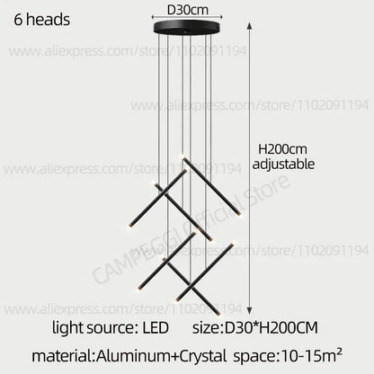 DecorBites™ LED Staircase Pendant Chandelier, Modern Nordic Restaurant Hanging Light