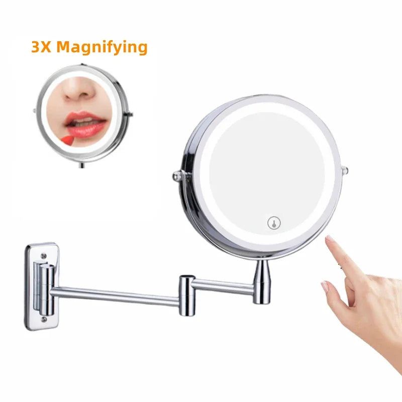 Espejo de Maquillaje con Luz LED Decorbites™ de 10X de Aumento, Doble Cara con Atenuación Táctil