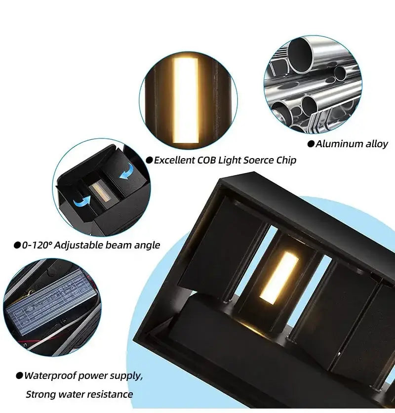 Lámpara de pared LED de aluminio impermeable Decorbites™ - Iluminación para exteriores e interiores