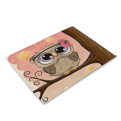 DecorBites™ Cute Owl Animal Placemat Music Bird Kitchen Dining Table Mats Coaster Bowl Cup Mat