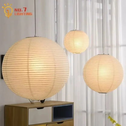 DecorBites™ Japanese Wabi Sabi Pendant Light LED E27 Noguchi Akari Rice Paper Ceiling Hanging