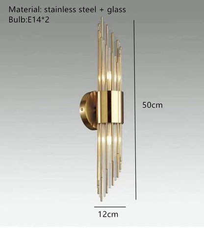 DecorBites™ Gold Stainless Steel Glass Sconces for Bedroom, Dining, Aisle Wall Lights