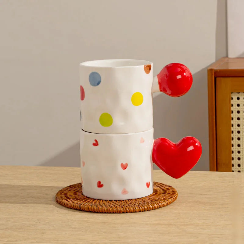 DecorBites™ Heart Design Ceramic Coffee Tea Cup Set