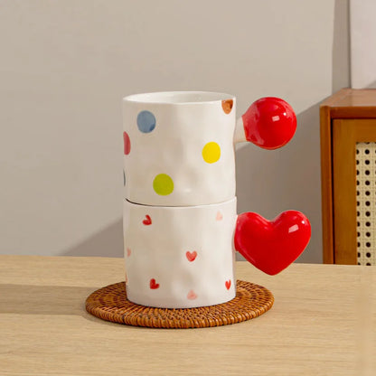 DecorBites™ Heart Design Ceramic Coffee Tea Cup Set