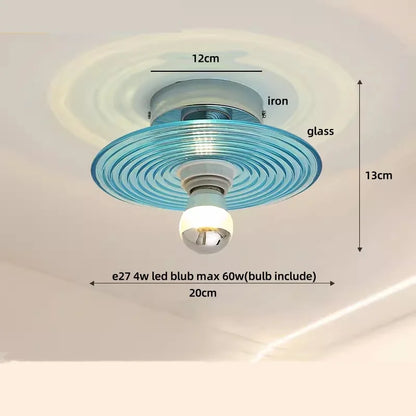 DecorBites™ Wood Copper LED Ceiling Light Amber Glass Plafond Lamp