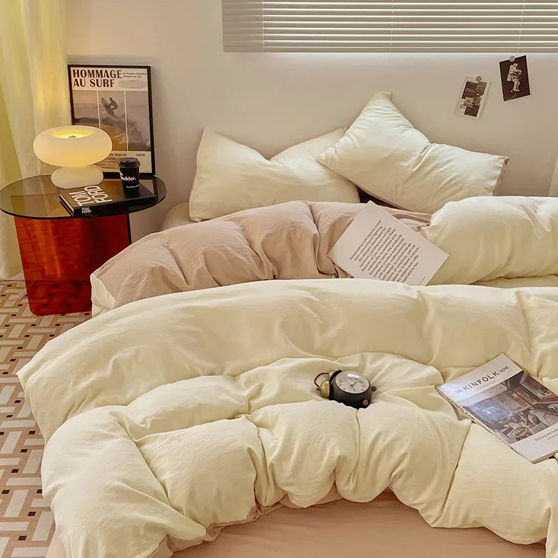 DecorBites™ Cotton Bedding Set: Soft Duvet Sheets, Pillowcases, Comforter Set - All Seasons Comfort