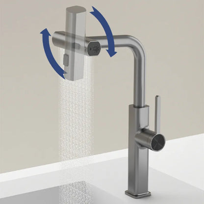 DecorBites™ Digital Display Single Lever Brass Kitchen Faucet - Hot Cold Pull Out Mixer