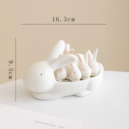 DecorBites™ Duck Chopstick Holder Tray White Rabbit Porcelain Plate Home Decor