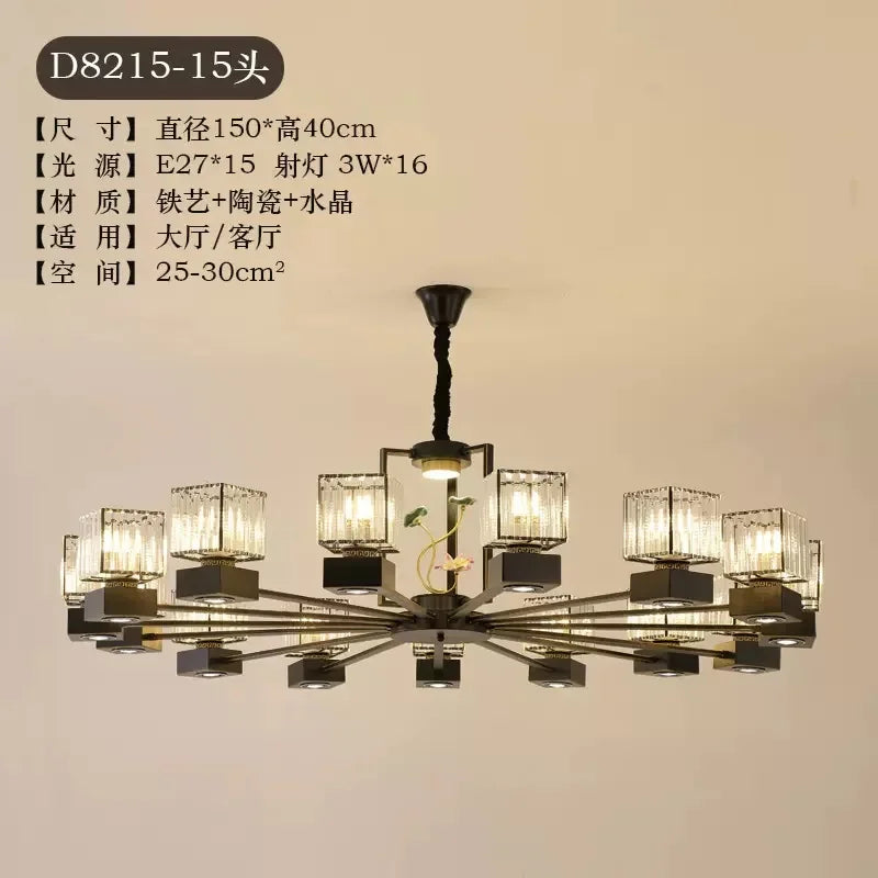 DecorBites™ Crystal Dining Room Chandelier with Spotlights for Hotel Club Ballroom