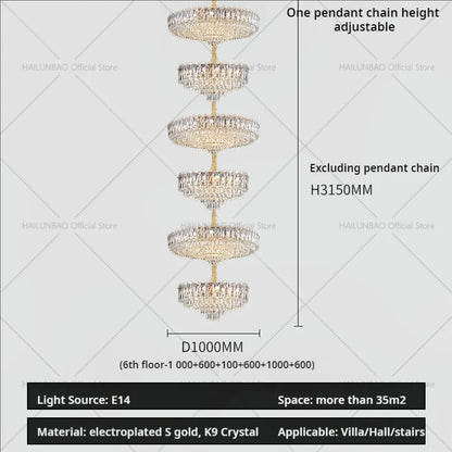 DecorBites™ Crystal Duplex Chandelier: New Light Luxury Post-Modern Hall Lighting for High Living Room