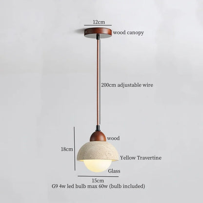 Decorbites™ Japanisches Vintage-LED-Pendant-Licht, Gelber Travertin Wabi-Sabi Hängelampe