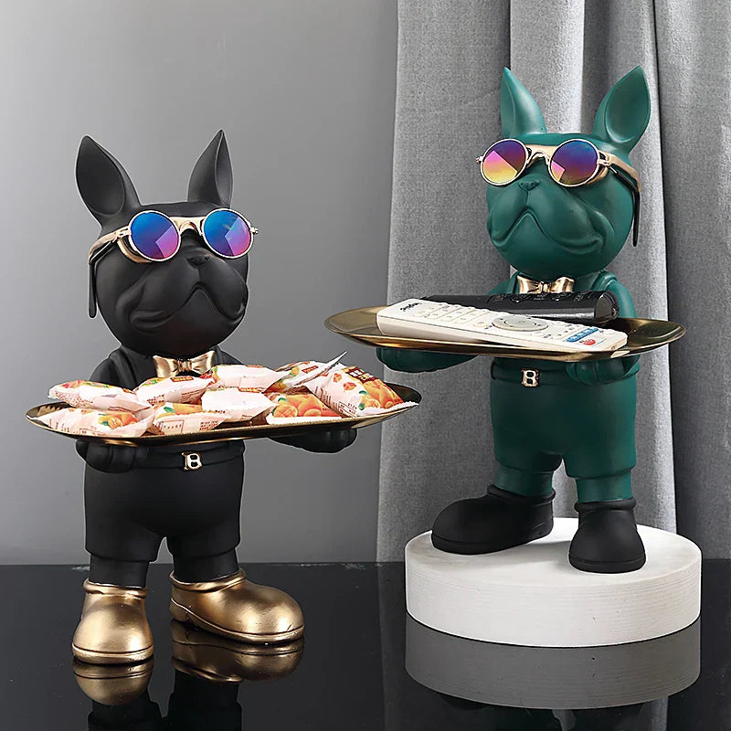 ديكوربايتس™ منحوتة بولدوغ فرنسي: تمثال تجريدي وزينة حامل مفاتيح