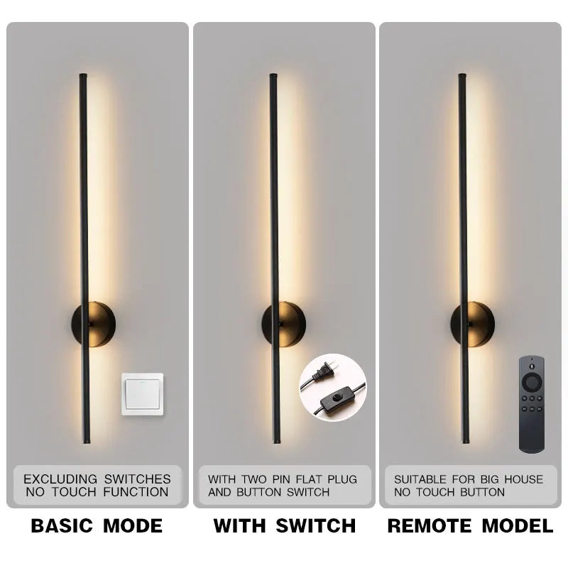 Apliques de pared LED DecorBites™ con rotación de 360° para fondo de sofá, color negro.