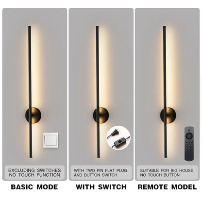 Apliques de pared LED DecorBites™ con rotación de 360° para fondo de sofá, color negro.