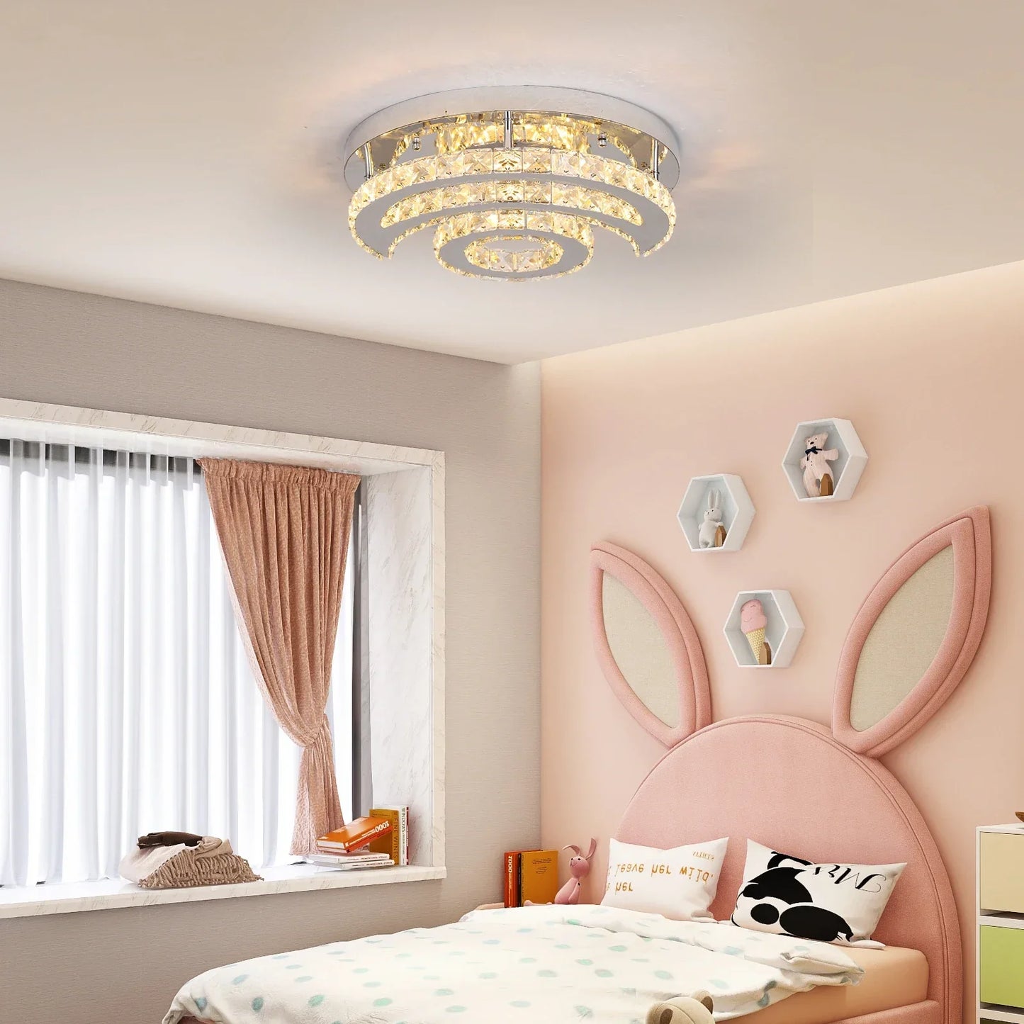 Lámpara colgante DecorBites™ con forma de sol y luna y LED de cristal para sala de estar, comedor y dormitorio.