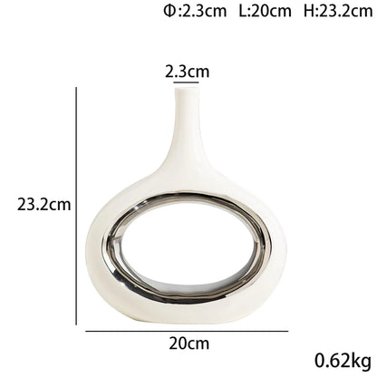 DecorBites™ Golden Flower Vase for Home Decoration and Flower Arrangement