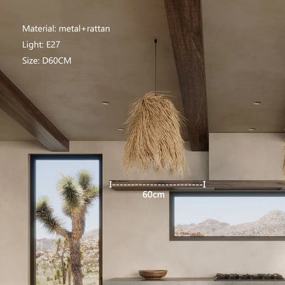 DecorBites™ Handwoven Rattan LED Chandelier Pendant Light Fixture for Dining Room & Bar