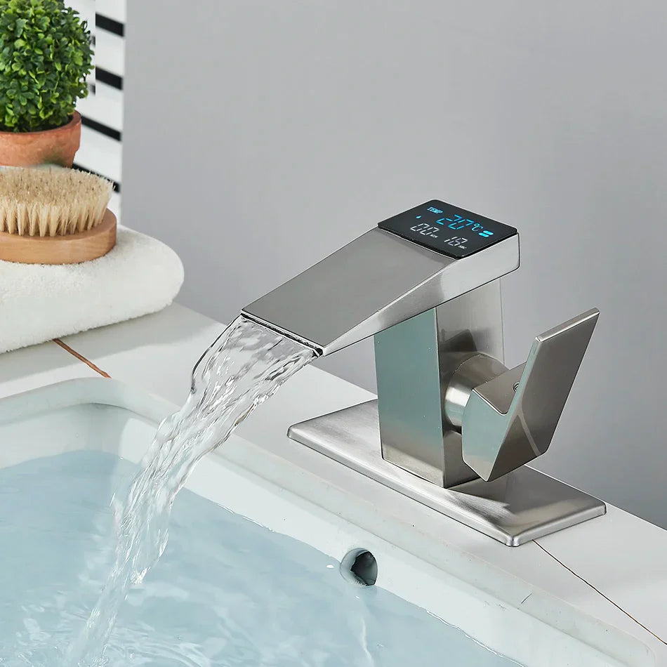 DecorBites™ LCD Digital Basin Faucet, Brass Kitchen Sink Mixer Tap, Hot Cold Display