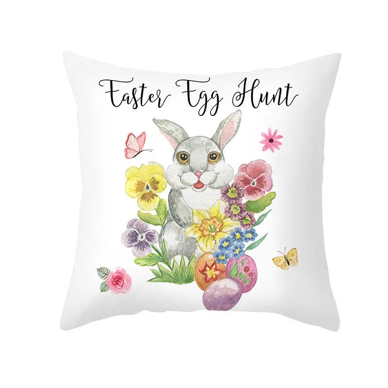 DecorBites™ Easter Egg Bunny Flower Birds Sofa Pillow Cover