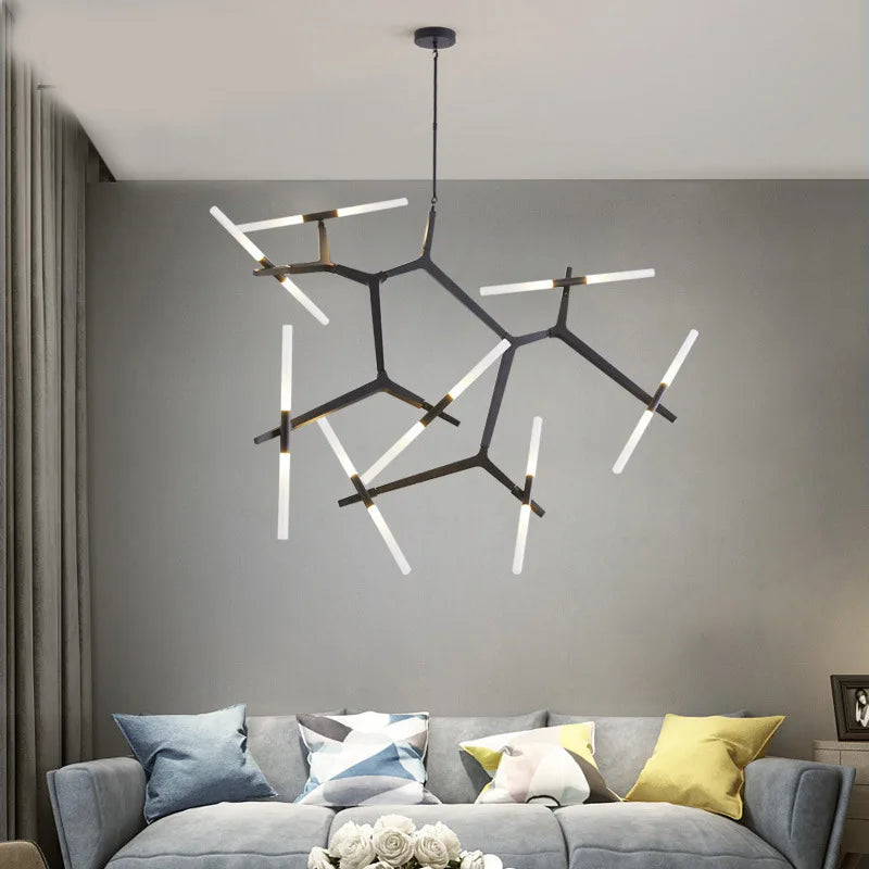 DecorBites™ LED Chandelier: Modern Gold Black Ceiling Pendant for Kitchen Dining Living Bedroom
