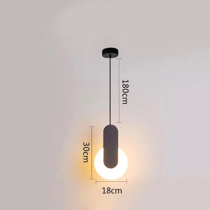 مصباح معلق بحلقة سوداء من DecorBites™ مع إضاءة LED قابلة للتعتيم وتعليق في السقف