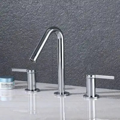 DecorBites™ Gold Basin Faucet: Black Brass Widespread Bathroom Tap with Chrome Finish