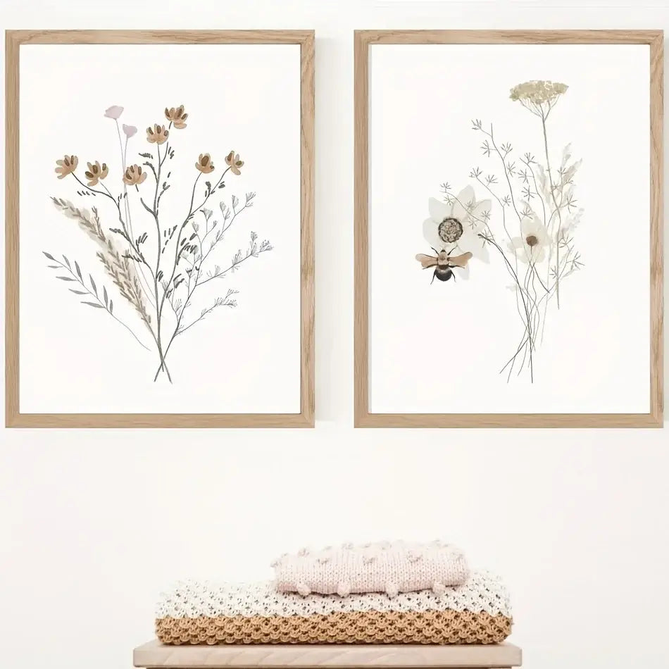 DecorBites™ Watercolor Flower Posters Set: Botanical Canvas Art