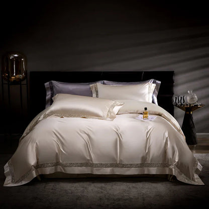 Decobites Damask Lyocell Cotton Bedding Set with Soft Silky Finish