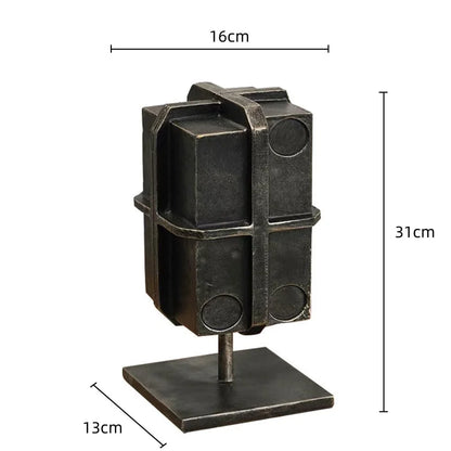 DecorBites™ Caja de encuadernación geométrica con forma de bloque, escultura en bronce - Figura decorativa para el hogar