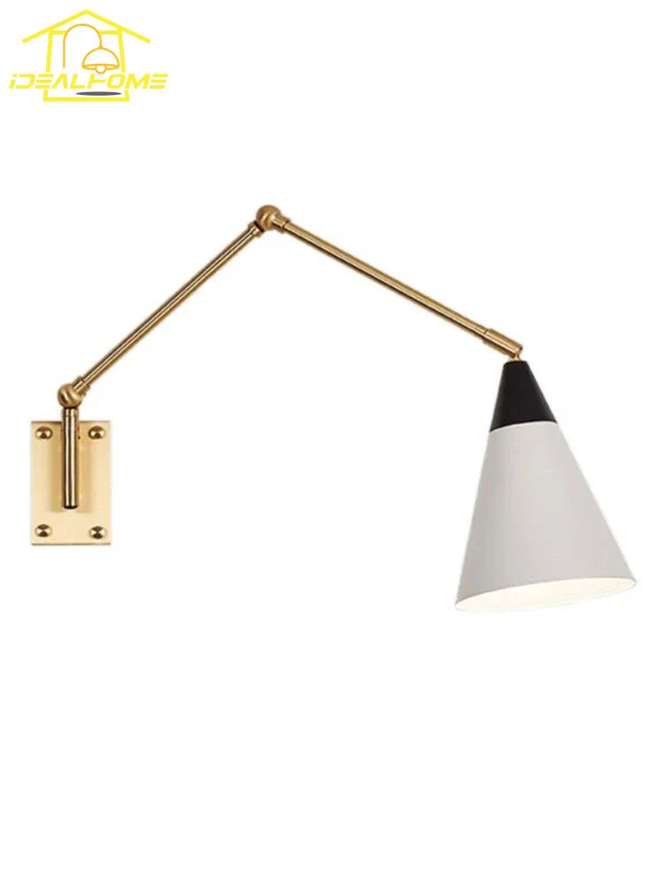 DecorBites™ Gold Lustre Copper Swing Arm Wall Lamp LED E27 for Villa Bedroom Study