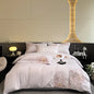 Luxury Flowers Embroidery Bedding Set by Decobites: Duvet, Sheet, Pillowcases 4Pcs