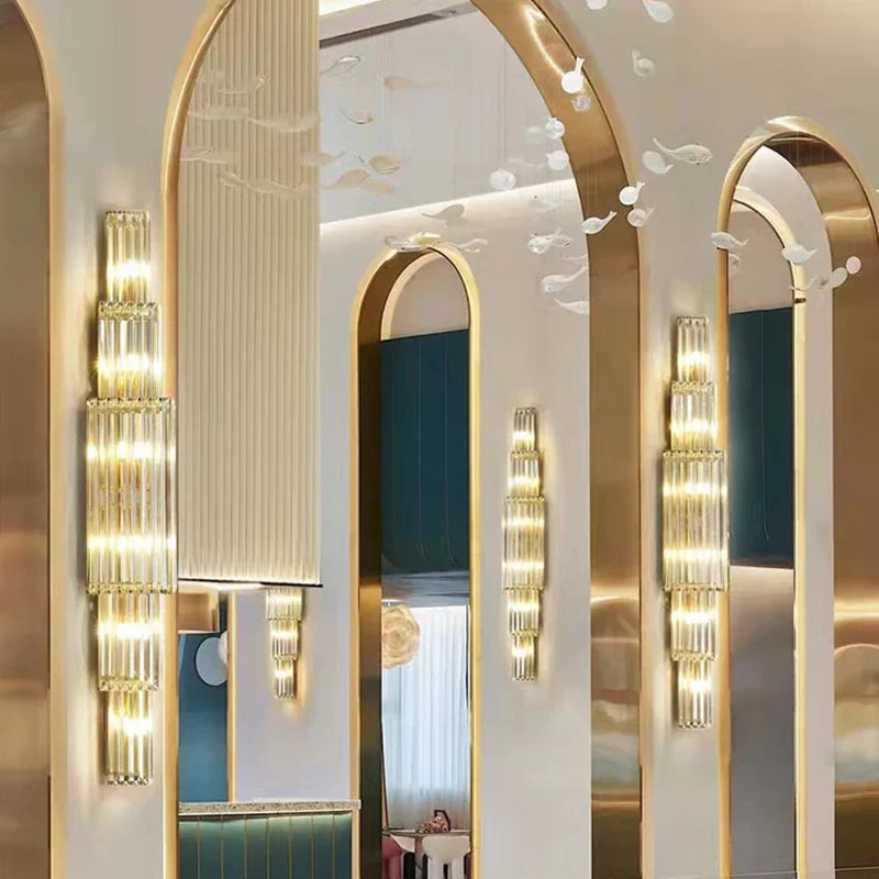 DecorBites™ Clear Glass Wall Lamp Stainless Steel Sconces for Hotel Hall Dining Room