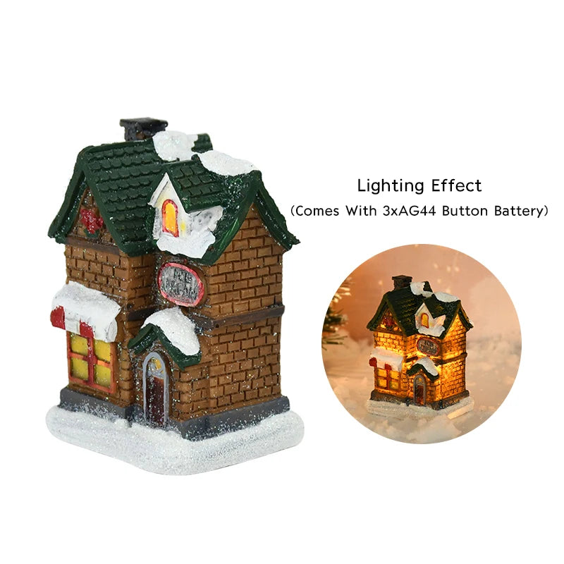 Christmas LED Light Wooden House Luminous Cabin Merry Christmas Decorations for Home DIY Xmas Tree Ornaments Kids Gift New Year