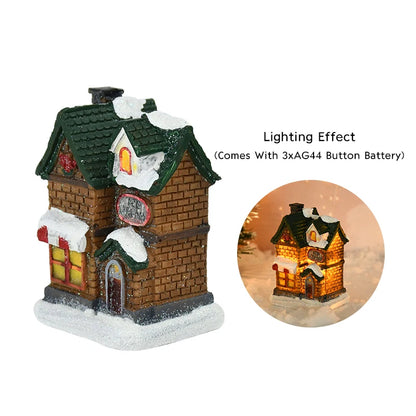 Christmas LED Light Wooden House Luminous Cabin Merry Christmas Decorations for Home DIY Xmas Tree Ornaments Kids Gift New Year