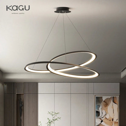 DecorBites™ Circular Black/White Chandelier for Living, Dining, and Kitchen Room