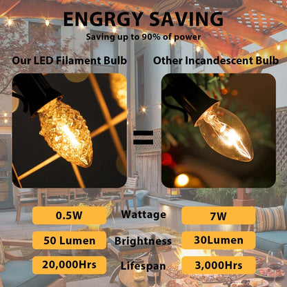 DecorBites™ Diamond Chandelier LED Light Bulbs 7W C7 Candelabra Base Decor Edison Bulb