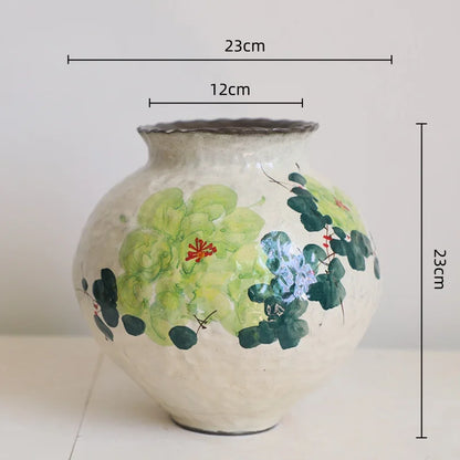 Jarrón de Flores en Acuarela China Hecho a Mano™ Decorativo Retro de Cerámica