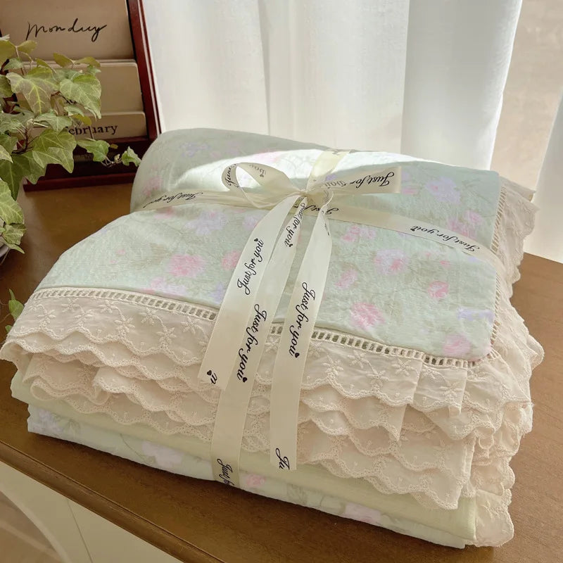 DecorBites™ Lace Romantic Comforter Set - Full Twin Double Size Bed Linens