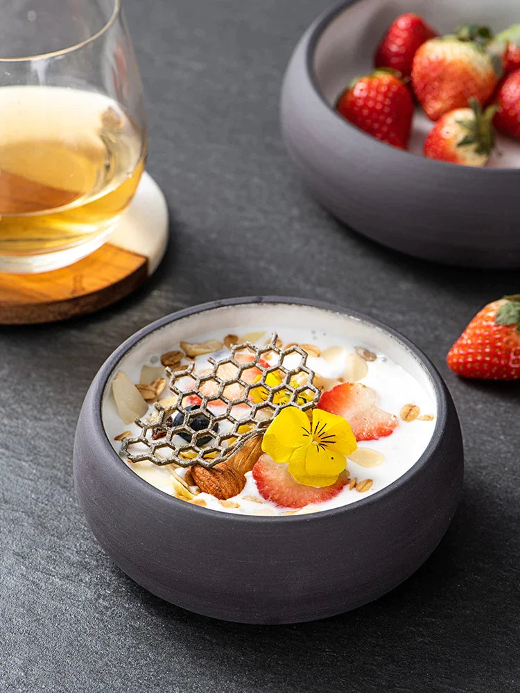DecorBites™ Japanese Ceramic Round Bowl - Restaurant Tableware and Household Snack Fruit Dessert Bowl